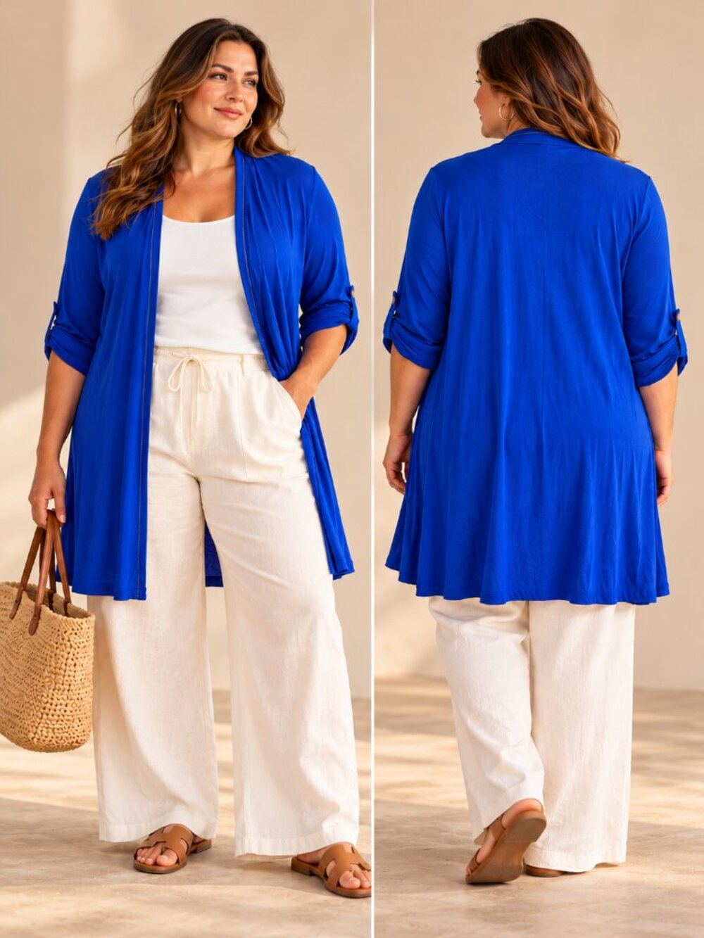 Soft Surroundings Cobalt Blue Long Open Front Cardigan Plus 2X